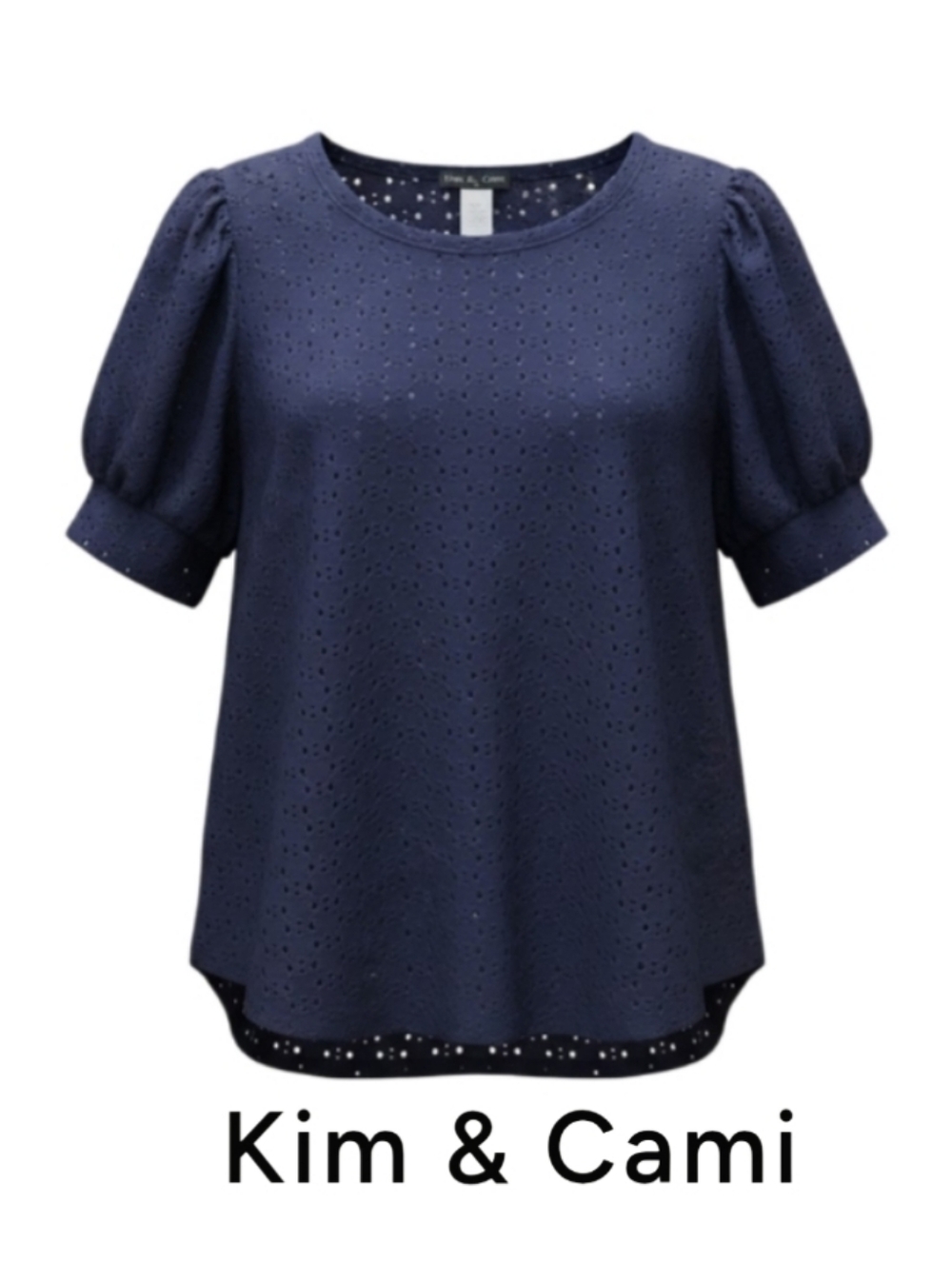 Navy Eyelet Kim & Cami Blouse 1X